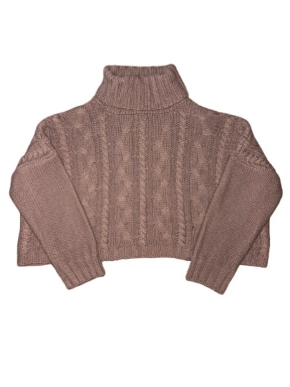 Love Tree Taupe Cropped Cable Turtleneck Sweater size L